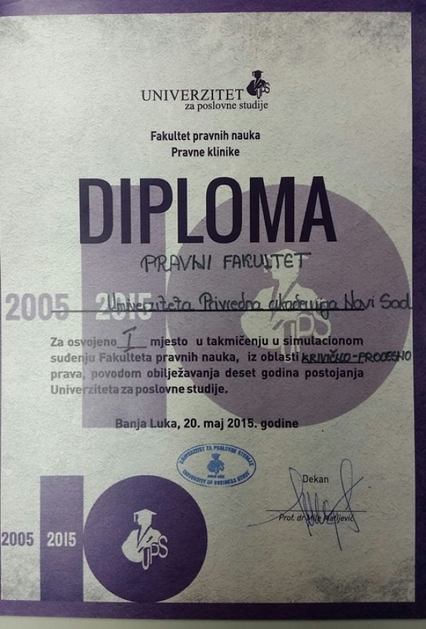 Studenti Pravnog fakulteta osvojili I mesto na takmičenju iz oblasti Krivičnog procesnog prava